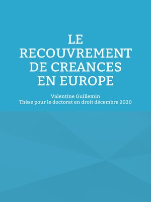 cover image of Le recouvrement de créances en Europe